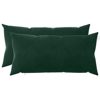 Cushion Cover 2 pcs HEERLEN Dark Green 40 x 70 cm Velvet