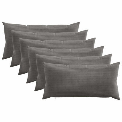 Cushion Cover 6 pcs HEERLEN Dark Grey 40 x 70 cm Corduroy