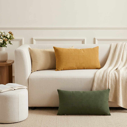 Cushion Cover 12 pcs HEERLEN Green 40 x 80 cm Corduroy