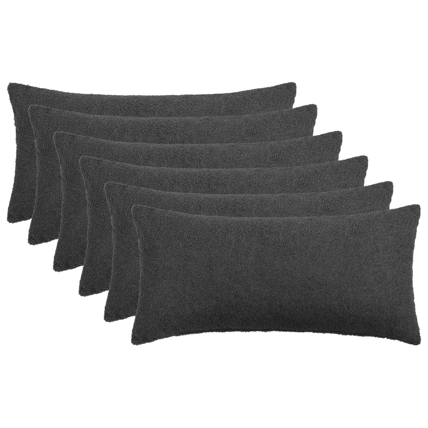 Cushion Cover 6 pcs HEERLEN Dark Grey 40 x 70 cm Bouclé