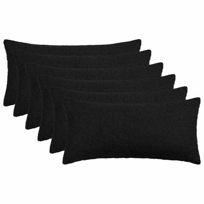 Cushion Cover 6 pcs HEERLEN Black 40 x 70 cm Bouclé
