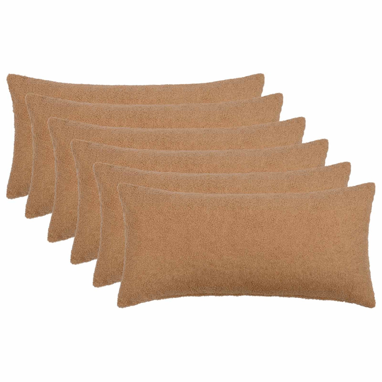 Cushion Cover 6 pcs HEERLEN Beige 40 x 70 cm Bouclé