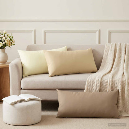 Cushion Cover 12 pcs HEERLEN Cream 40 x 80 cm Polyester