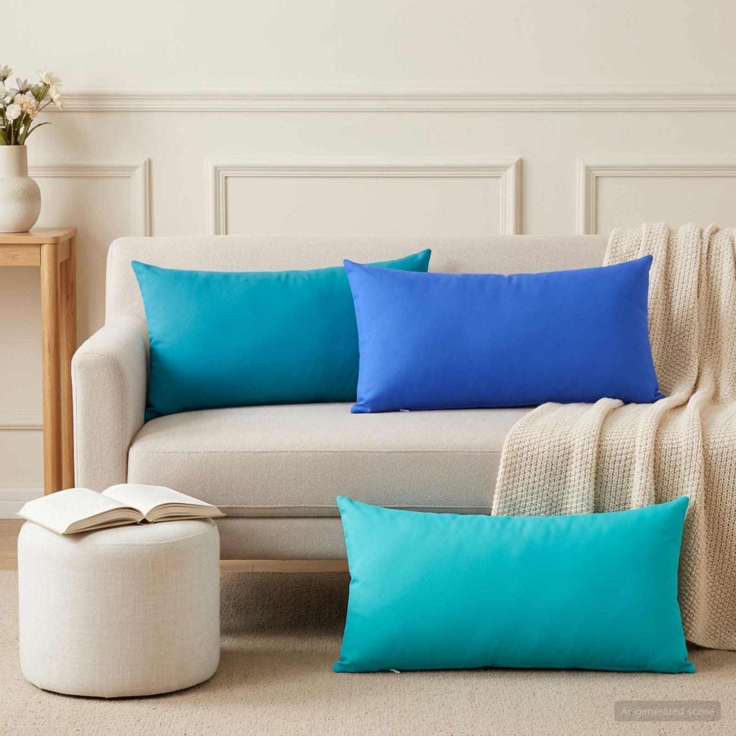 Cushion Cover 12 pcs HEERLEN Light Blue 40 x 80 cm Polyester