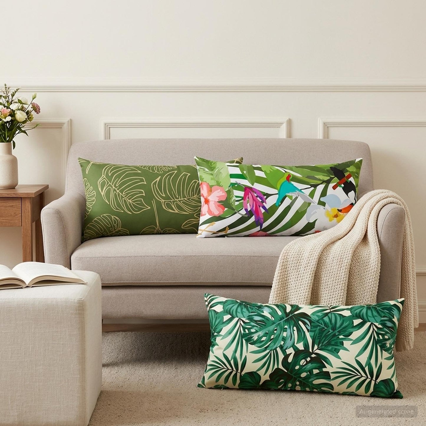 Cushion Cover 12 pcs HEERLEN Leaf Pattern 40 x 80 cm Polyester