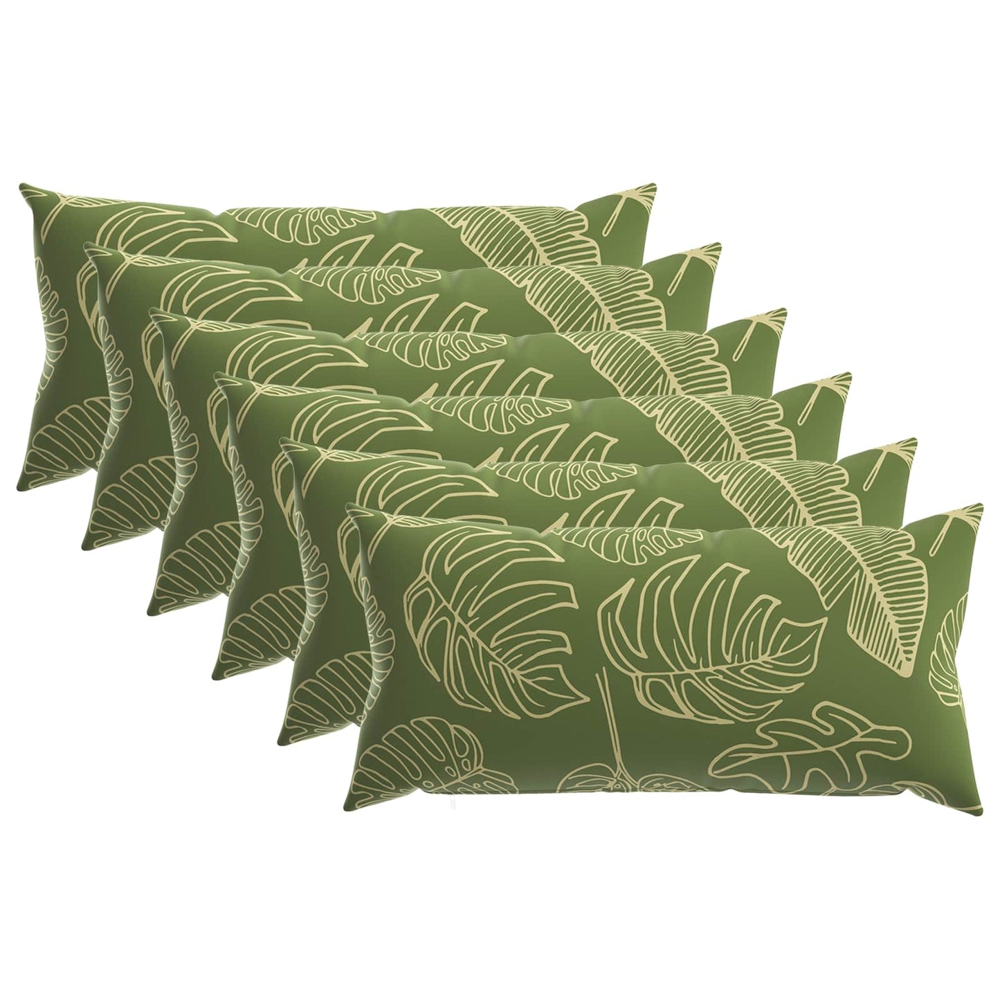 Cushion Cover 6 pcs HEERLEN Leaf Design 40 x 70 cm Polyester