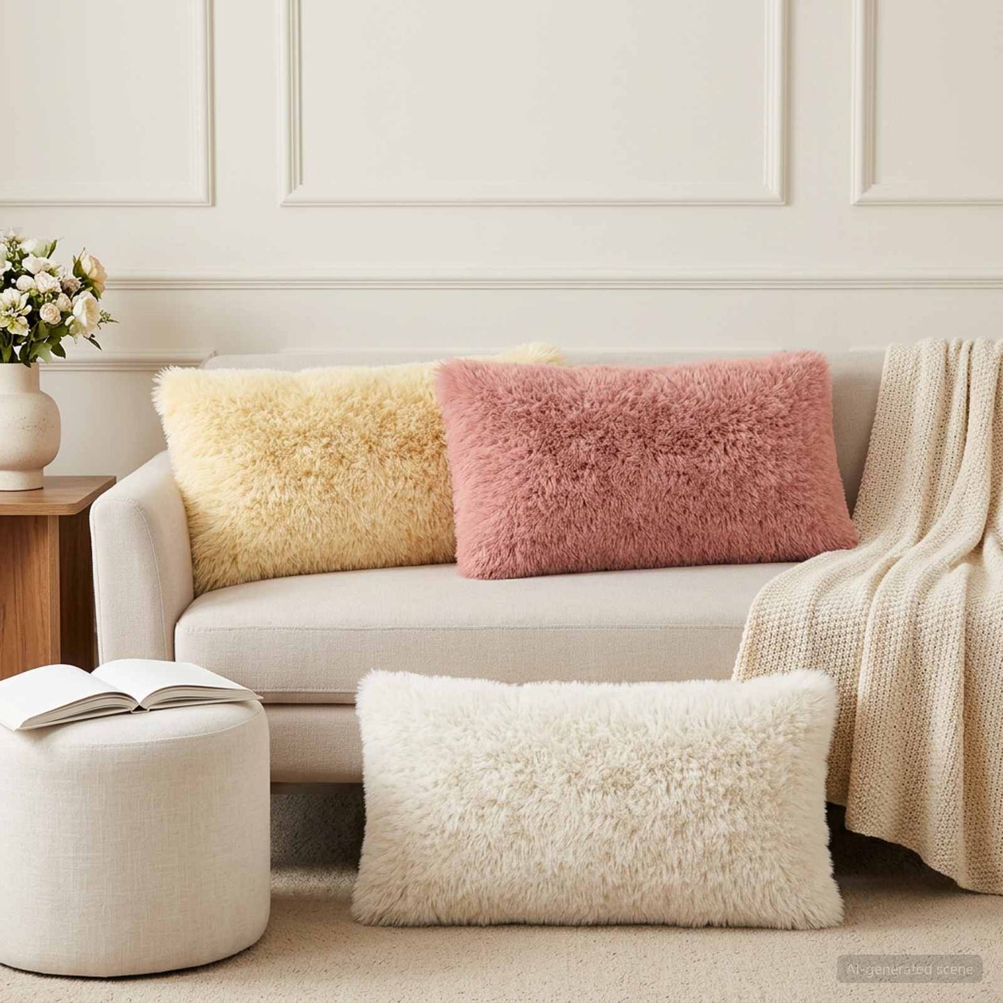 Cushion Cover 6 pcs HEERLEN White 40 x 70 cm PV Fleece