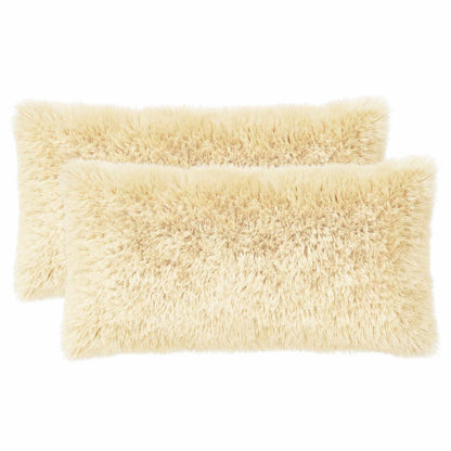 Cushion Cover 2 pcs HEERLEN Cream 40 x 70 cm PV Fleece