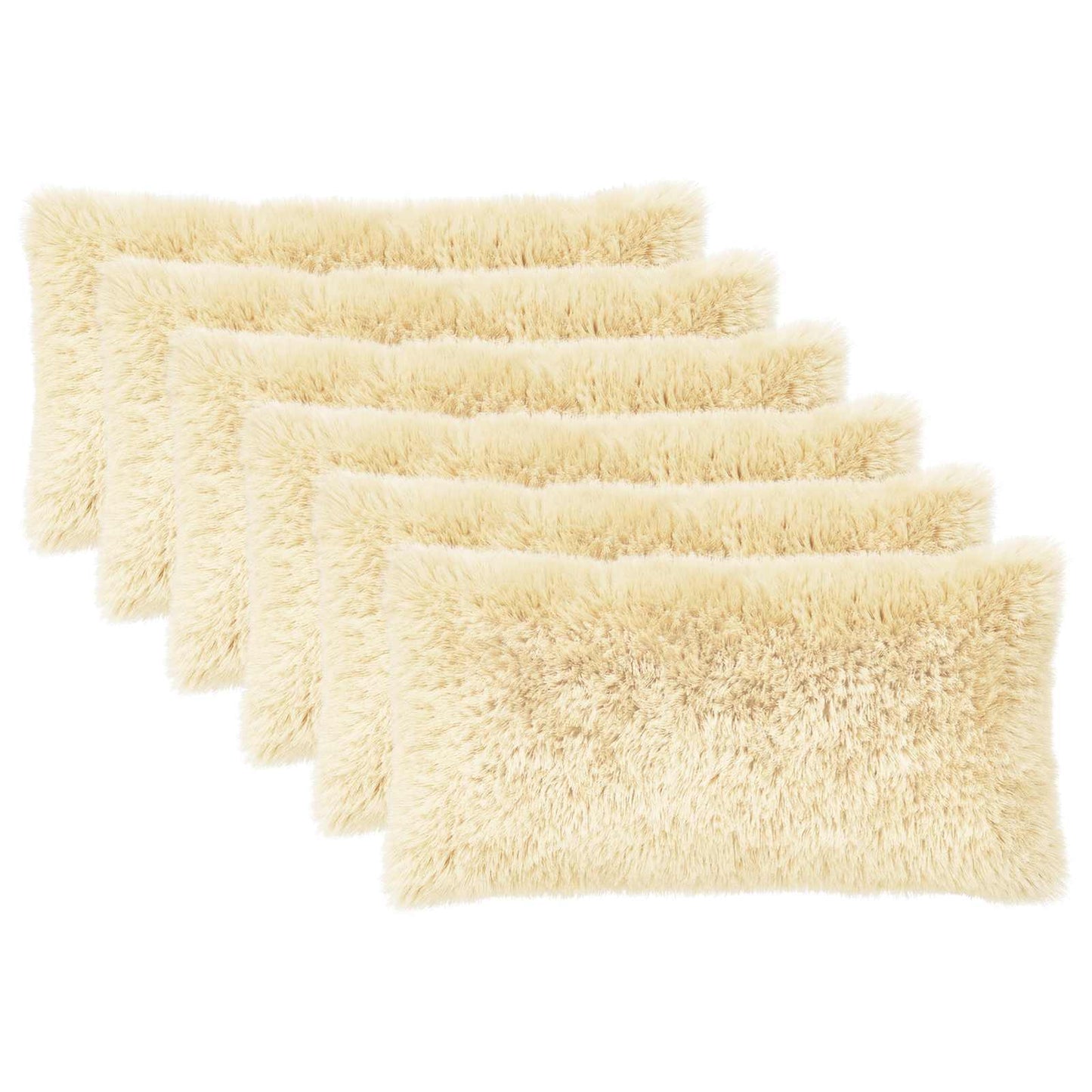 Cushion Cover 6 pcs HEERLEN Cream 40 x 70 cm PV Fleece