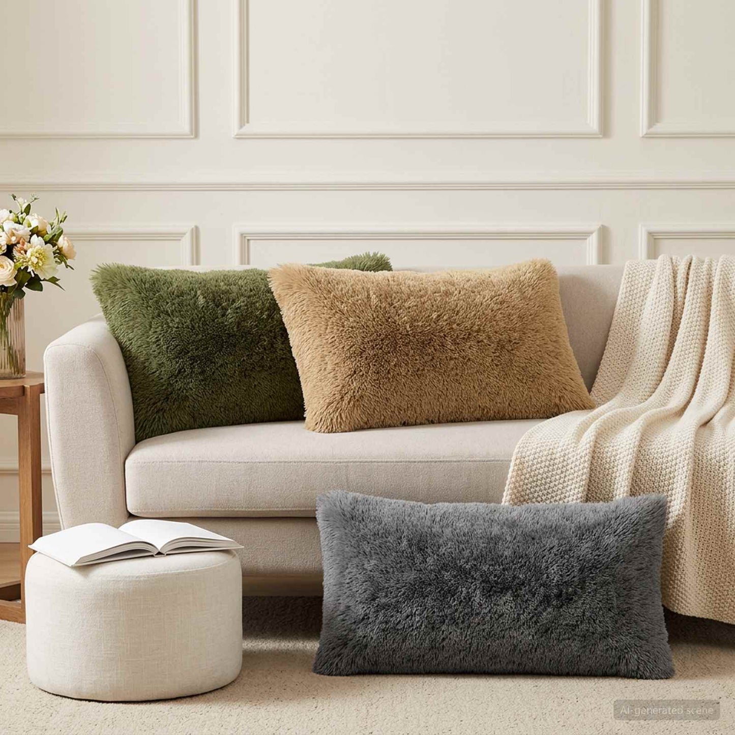 Cushion Cover 6 pcs HEERLEN Light Green 40 x 70 cm PV Fleece