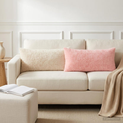Cushion Cover 6 pcs HEERLEN Pink 40 x 80 cm Faux Rabbit Fur