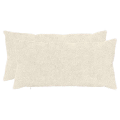 Cushion Cover 2 pcs HEERLEN White 40 x 70 cm Faux Rabbit Fur