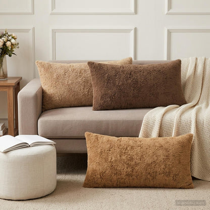 Cushion Cover 12 pcs HEERLEN Light Brown 40 x 80 cm