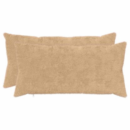 Cushion Cover 2 pcs HEERLEN Cream 40 x 70 cm Faux Rabbit Fur