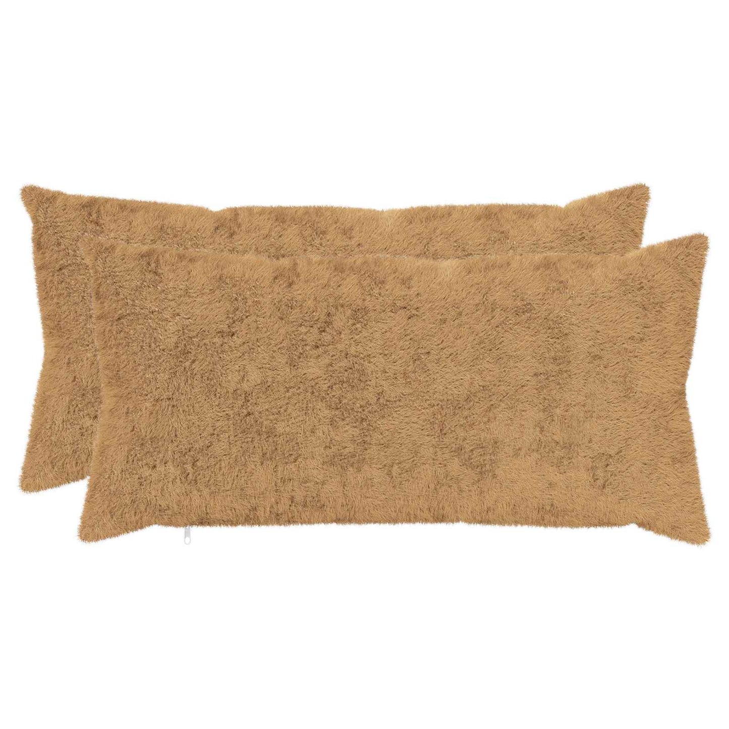 Cushion Cover 2 pcs HEERLEN Taupe 40 x 70 cm Faux Rabbit Fur