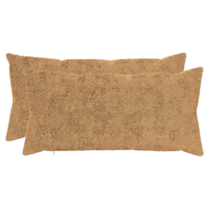 Cushion Cover 2 pcs HEERLEN Taupe 40 x 70 cm Faux Rabbit Fur