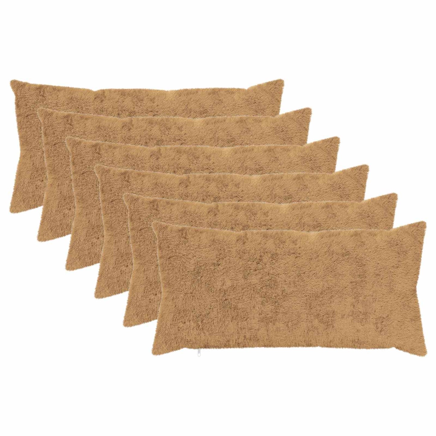 Cushion Cover 6 pcs HEERLEN Taupe 40 x 70 cm Faux Rabbit Fur