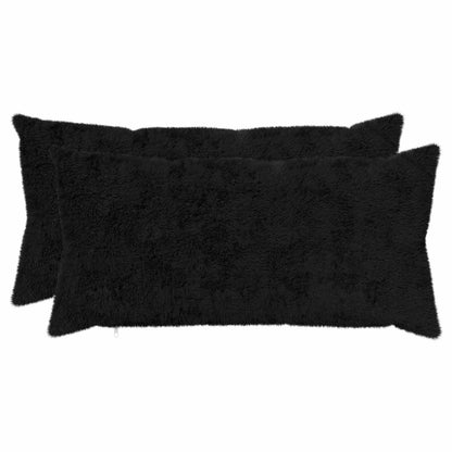 Cushion Cover 2 pcs HEERLEN Black 40 x 70 cm Faux Rabbit Fur