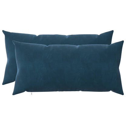 Cushion Cover 2 pcs HEERLEN Blue 40 x 80 cm Velvet