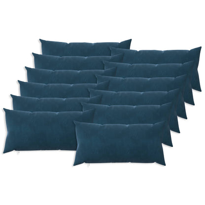 Cushion Cover 12 pcs HEERLEN Blue 40 x 80 cm Velvet