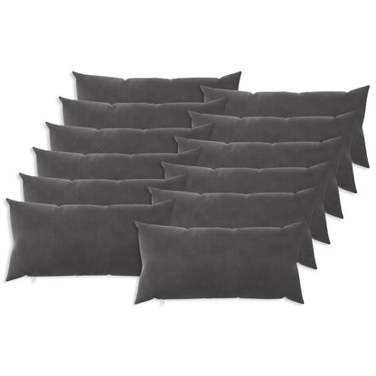 Cushion Cover 12 pcs HEERLEN Dark Grey 40 x 80 cm Velvet