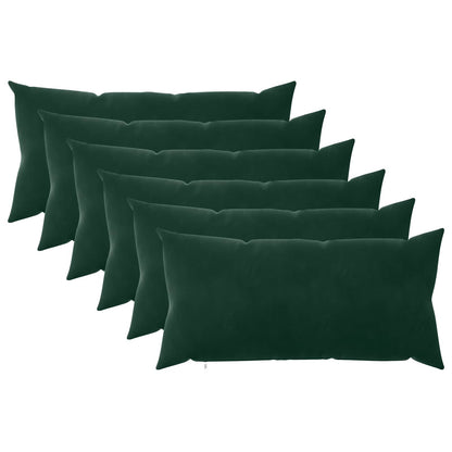 Cushion Cover 6 pcs HEERLEN Dark Green 40 x 80 cm Velvet