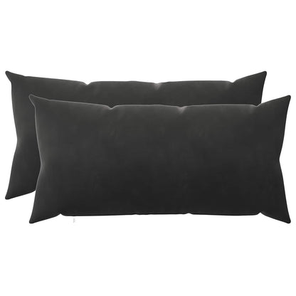 Cushion Cover 2 pcs HEERLEN Black 40 x 80 cm Velvet