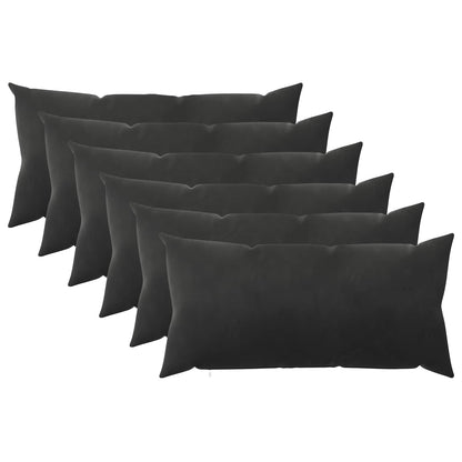 Cushion Cover 6 pcs HEERLEN Black 40 x 80 cm Velvet