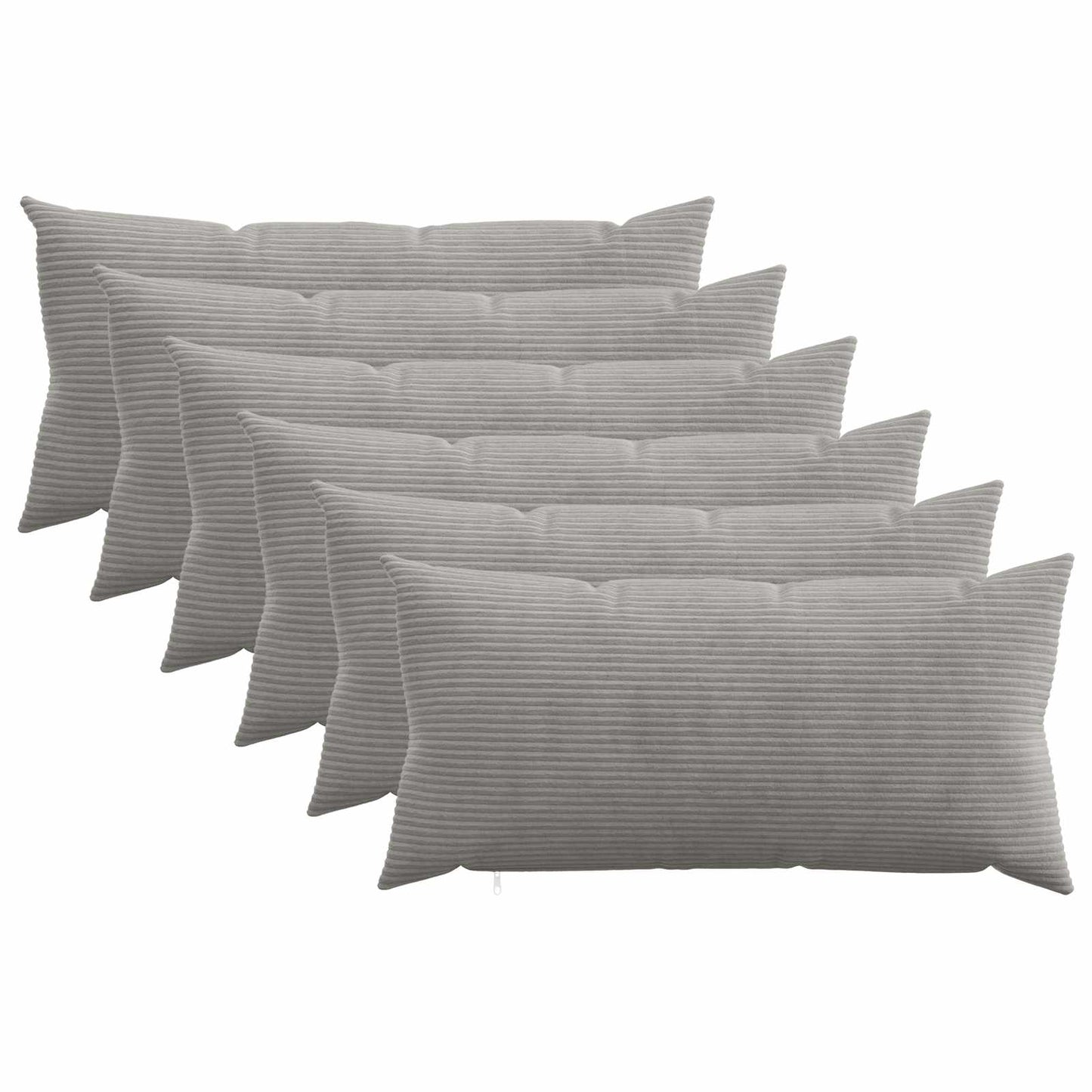 Cushion Cover 6 pcs HEERLEN Light Grey 40 x 80 cm Corduroy