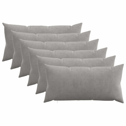 Cushion Cover 6 pcs HEERLEN Light Grey 40 x 80 cm Corduroy