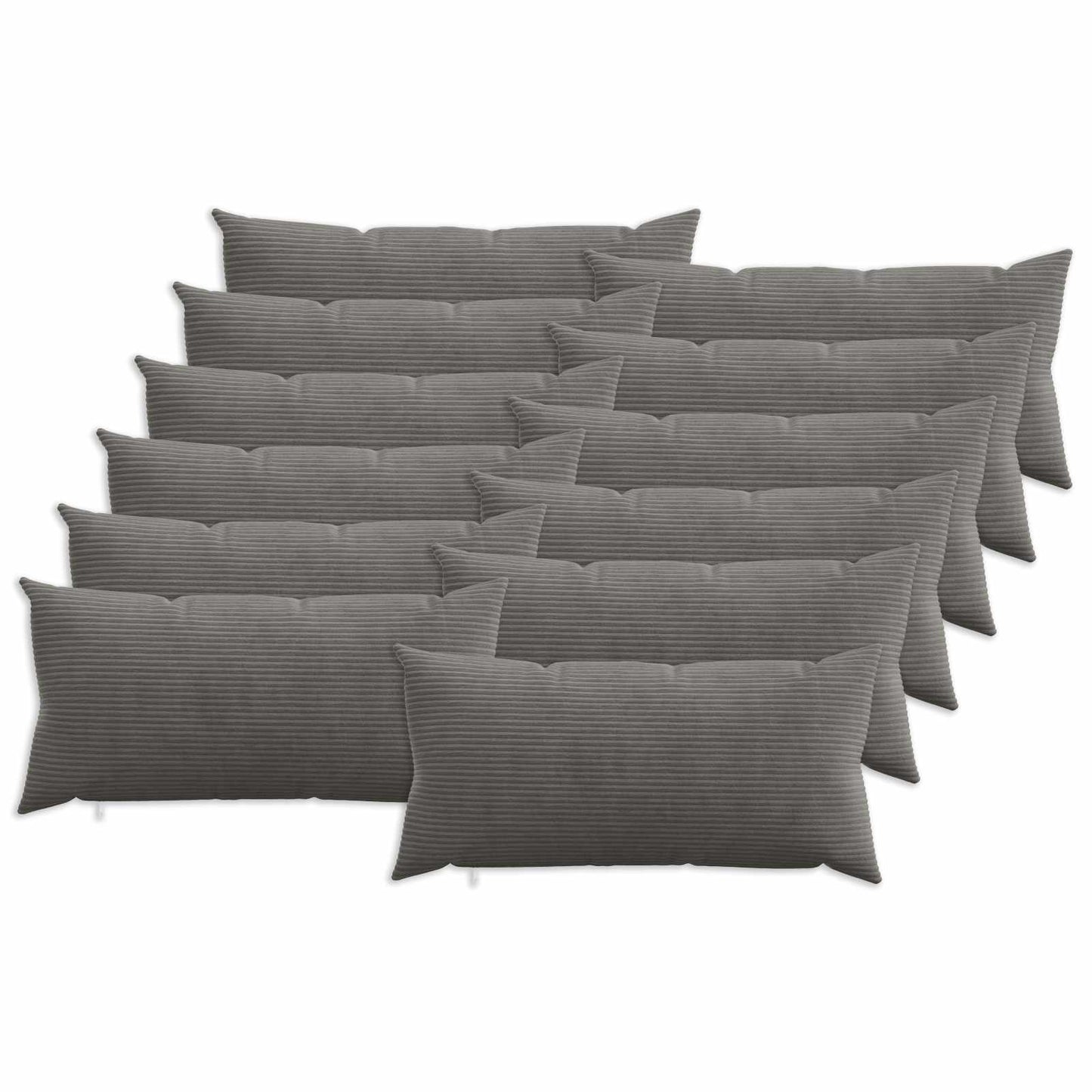 Cushion Cover 12 pcs HEERLEN Dark Grey 40 x 80 cm Corduroy