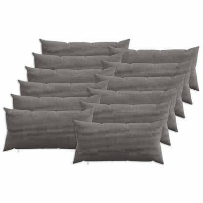 Cushion Cover 12 pcs HEERLEN Dark Grey 40 x 80 cm Corduroy