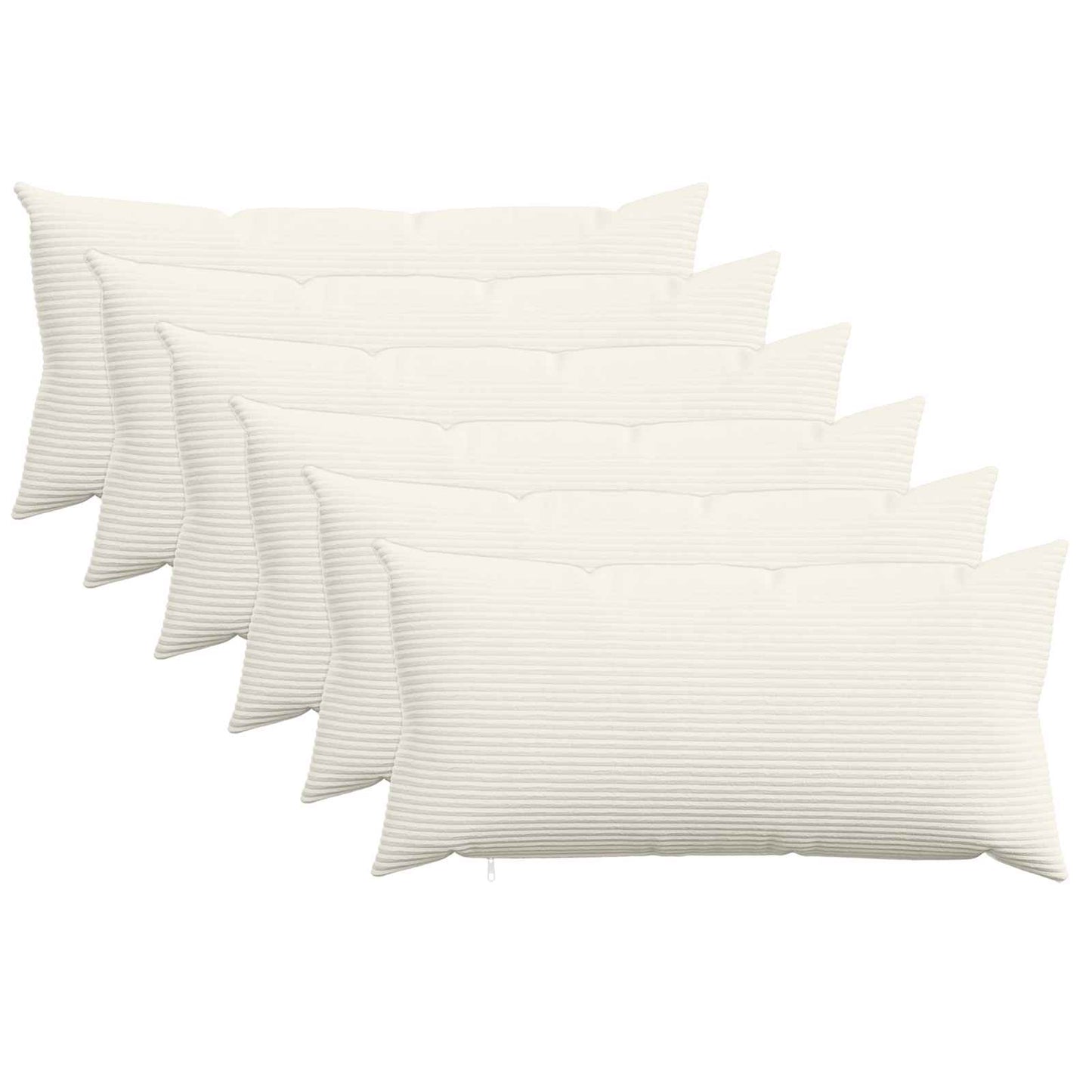 Cushion Cover 6 pcs HEERLEN Cream 40 x 80 cm Corduroy