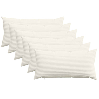 Cushion Cover 6 pcs HEERLEN Cream 40 x 80 cm Corduroy