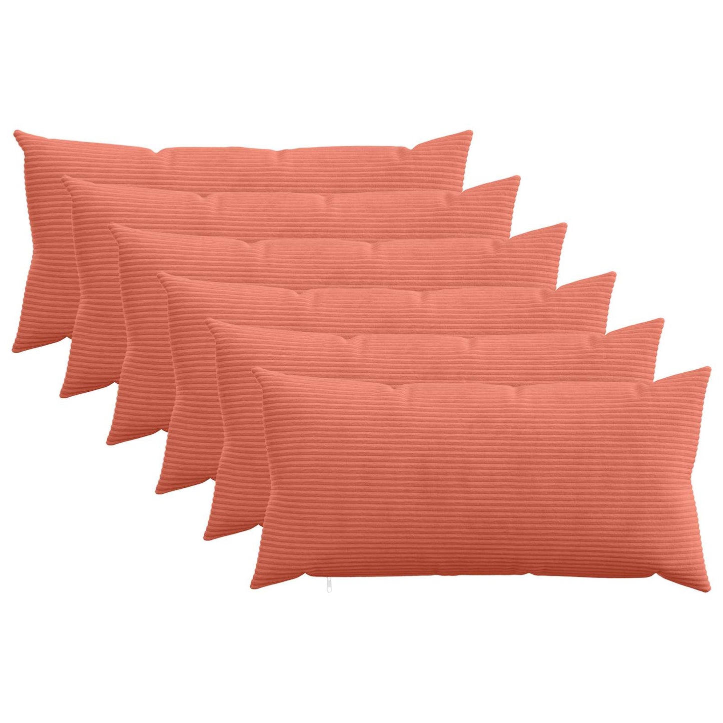 Cushion Cover 6 pcs HEERLEN Red Orange 40 x 80 cm Corduroy