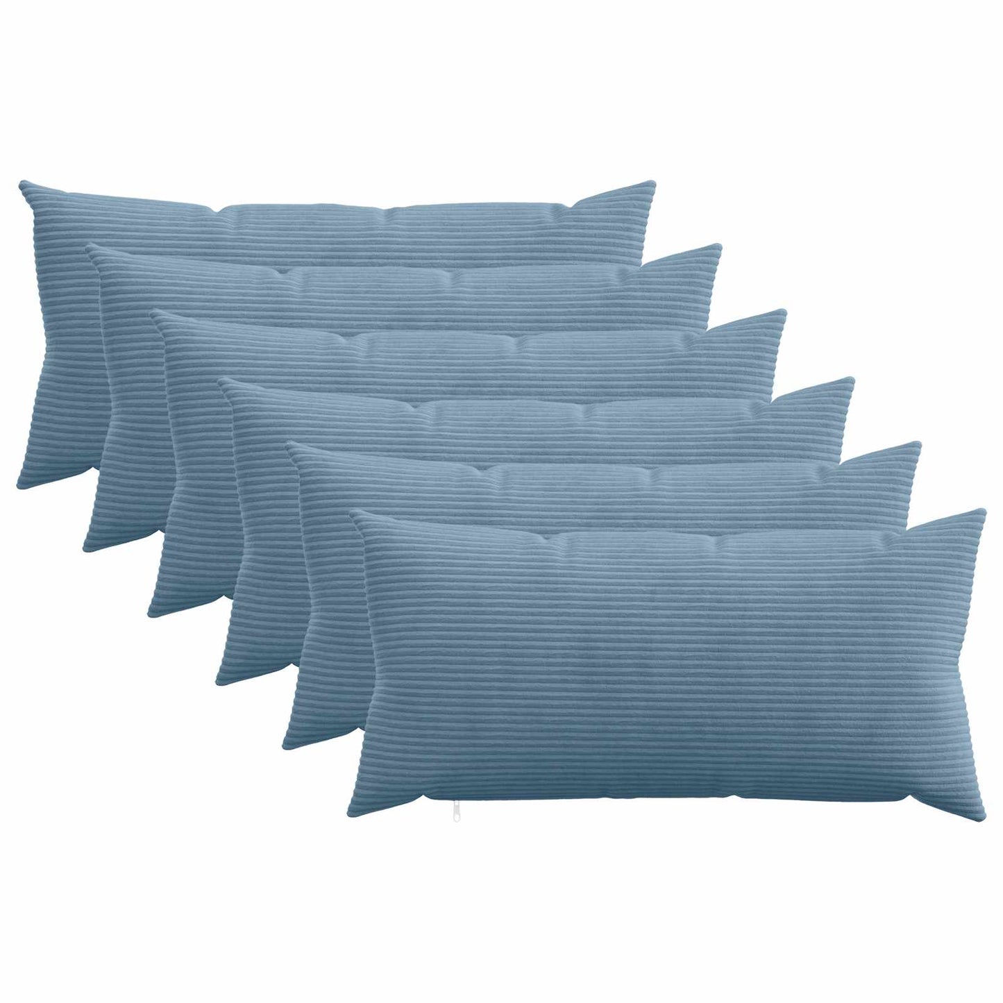 Cushion Cover 6 pcs HEERLEN Blue 40 x 80 cm Corduroy