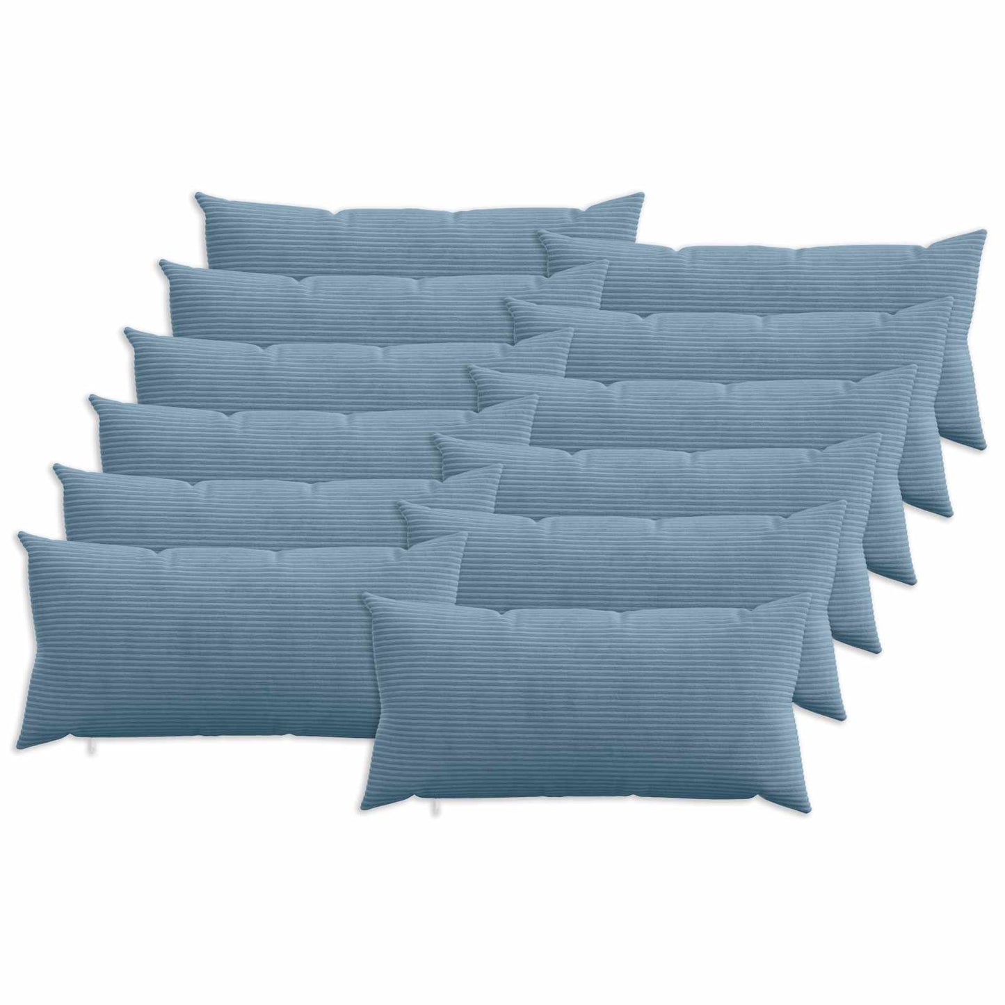Cushion Cover 12 pcs HEERLEN Blue 40 x 80 cm Corduroy