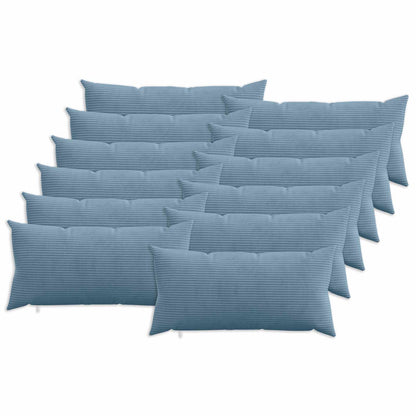 Cushion Cover 12 pcs HEERLEN Blue 40 x 80 cm Corduroy