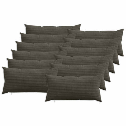 Cushion Cover 12 pcs HEERLEN Anthracite 40 x 80 cm Corduroy