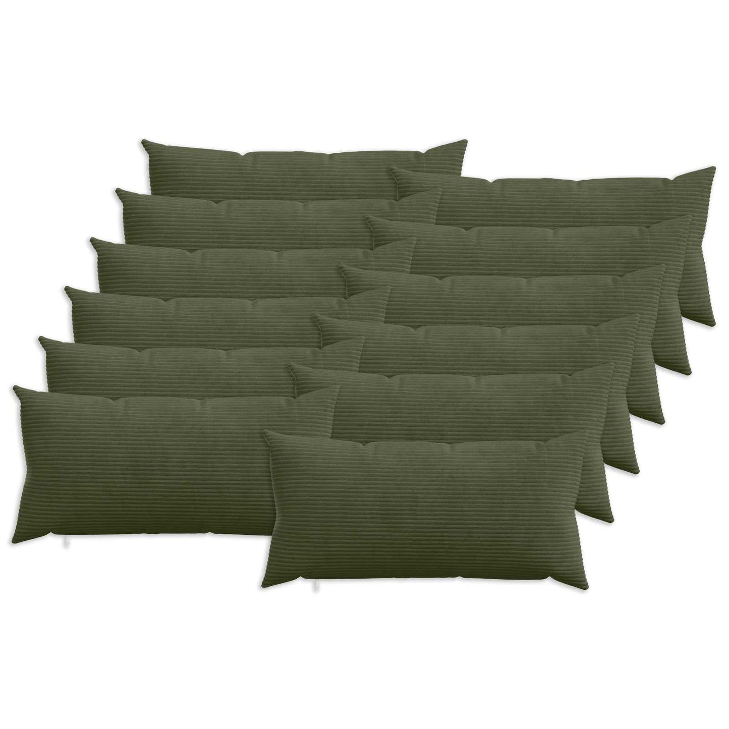 Cushion Cover 12 pcs HEERLEN Green 40 x 80 cm Corduroy
