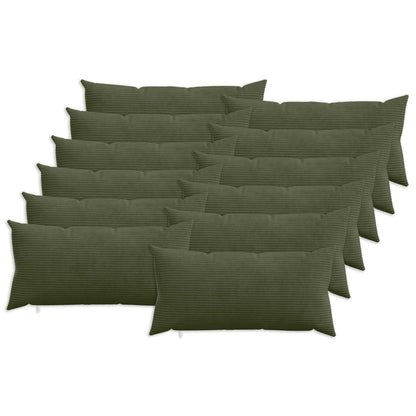 Cushion Cover 12 pcs HEERLEN Green 40 x 80 cm Corduroy