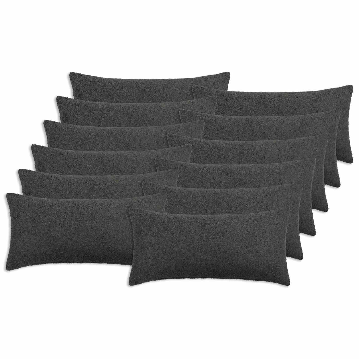 Cushion Cover 12 pcs HEERLEN Dark Grey 40 x 80 cm Bouclé
