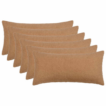 Cushion Cover 6 pcs HEERLEN Beige 40 x 80 cm Bouclé