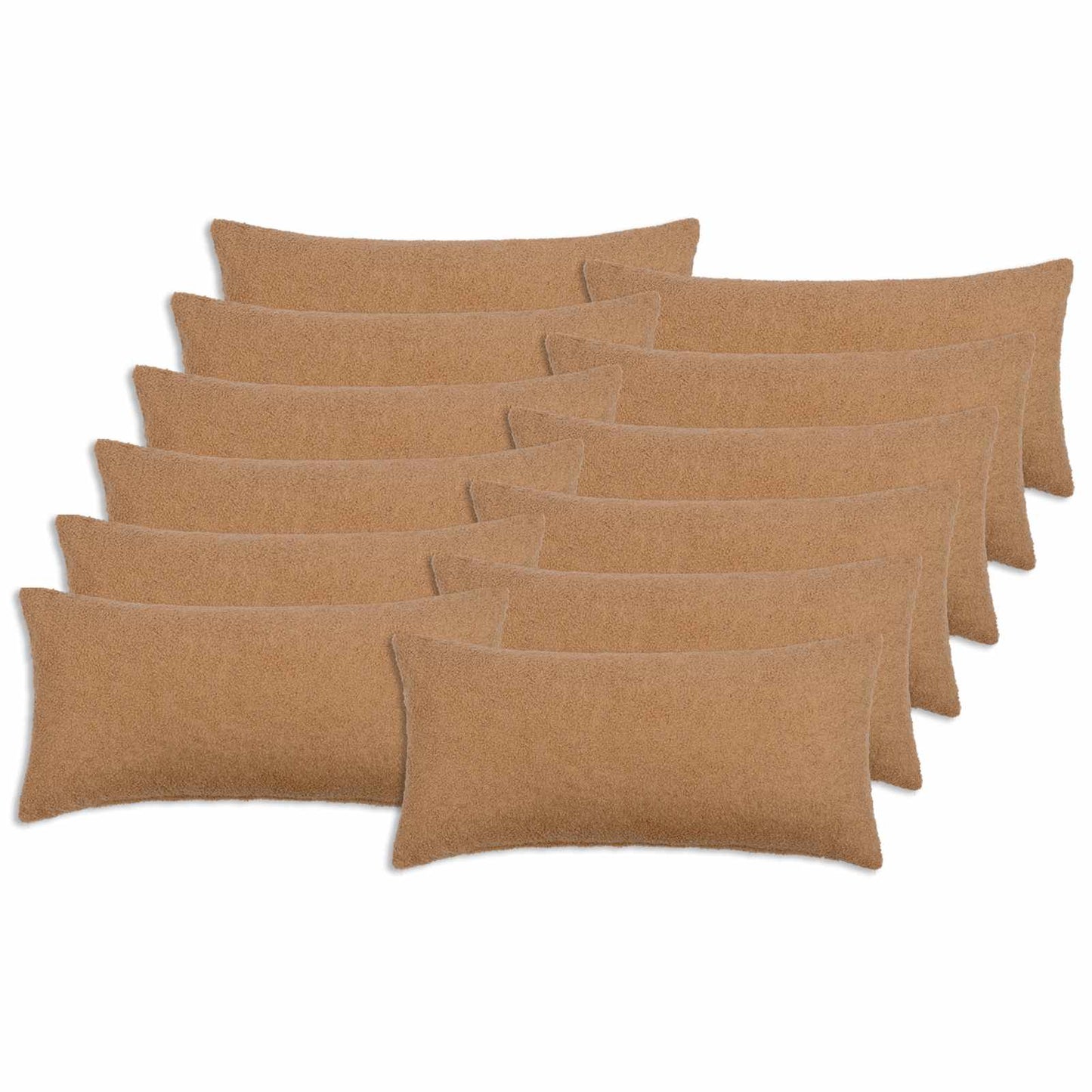 Cushion Cover 12 pcs HEERLEN Beige 40 x 80 cm Bouclé
