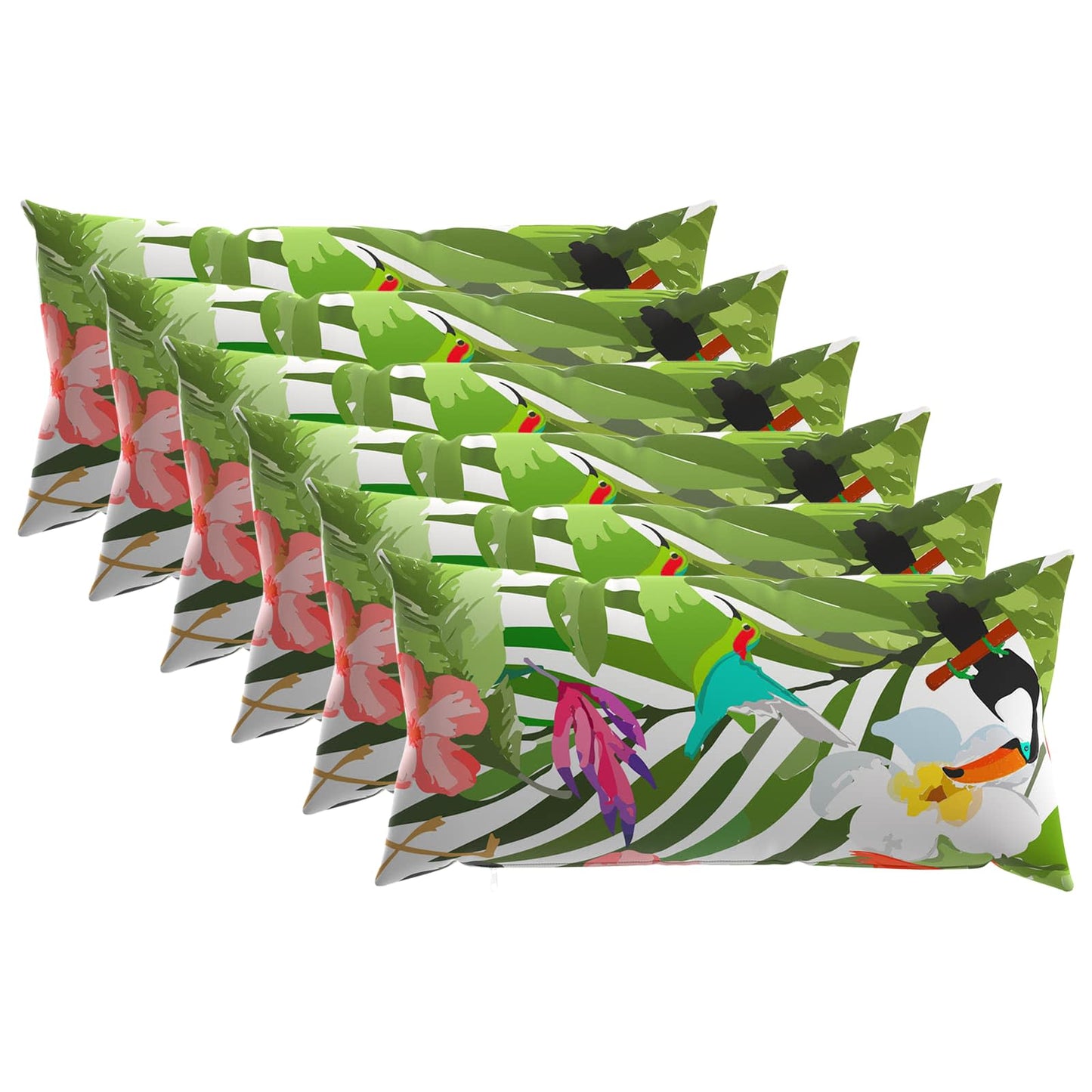 Cushion Cover 6 pcs HEERLEN Black 40 x 80 cm Polyester