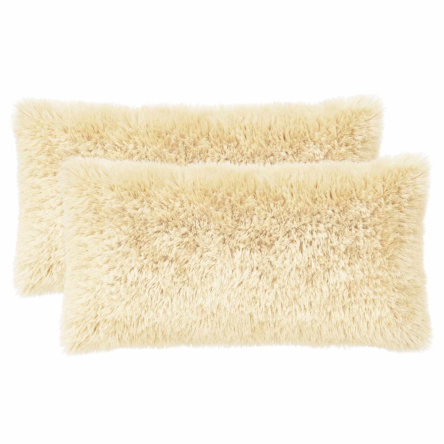 Cushion Cover 2 pcs HEERLEN Cream 40 x 80 cm PV Fleece