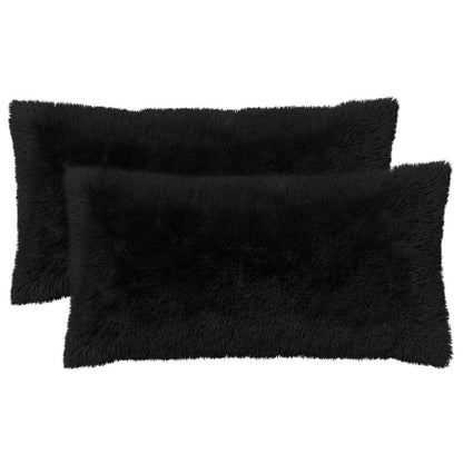 Cushion Cover 2 pcs HEERLEN Black 40 x 80 cm PV Fleece