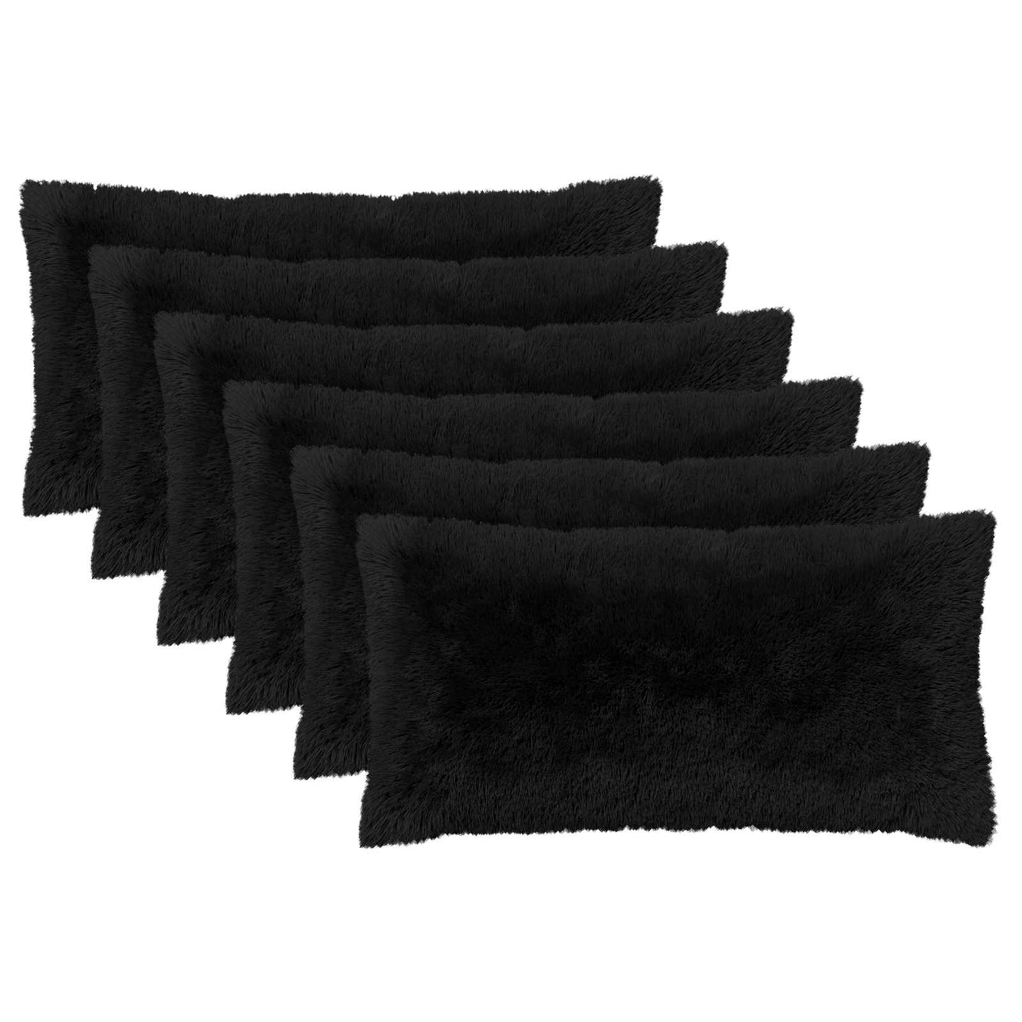 Cushion Cover 6 pcs HEERLEN Black 40 x 80 cm PV Fleece