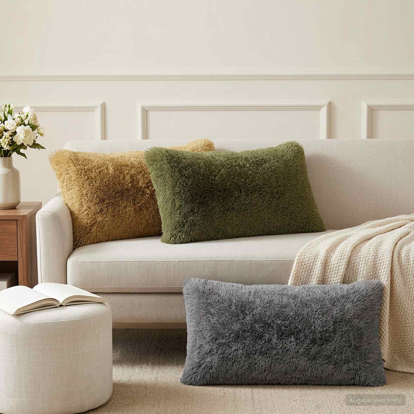 Cushion Cover 2 pcs HEERLEN Green 40 x 80 cm PV Fleece
