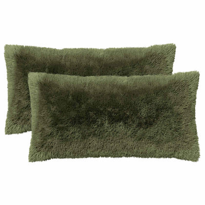 Cushion Cover 2 pcs HEERLEN Green 40 x 80 cm PV Fleece